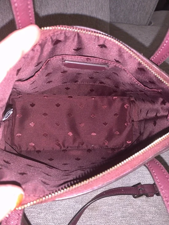 kate spade New York shimmy glitter crossbody satchel in deep nova burgundy purse - Picture 8 of 12